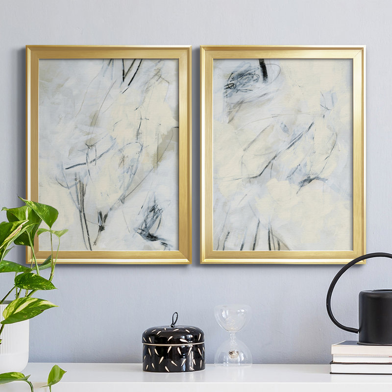 «Liminal Space I», ensemble de 2 peintures sur toile encadrées, H 42,5 po x l 61 po x P 1 po, Or