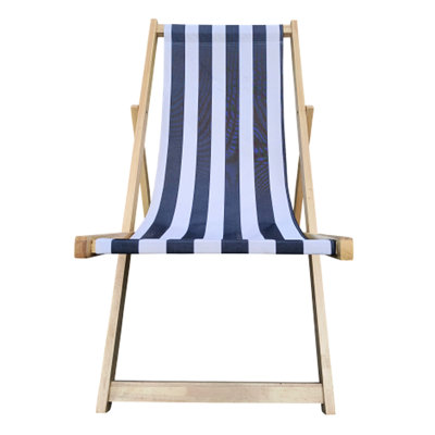 Populus Wood Folding Sling Chair In Dark Blue - Ideal For Beach & Garden, 24.72 In. Width, 220 Lbs Capacity Beach, 40.27 Depth, 7.67 Lb Weight, Limit