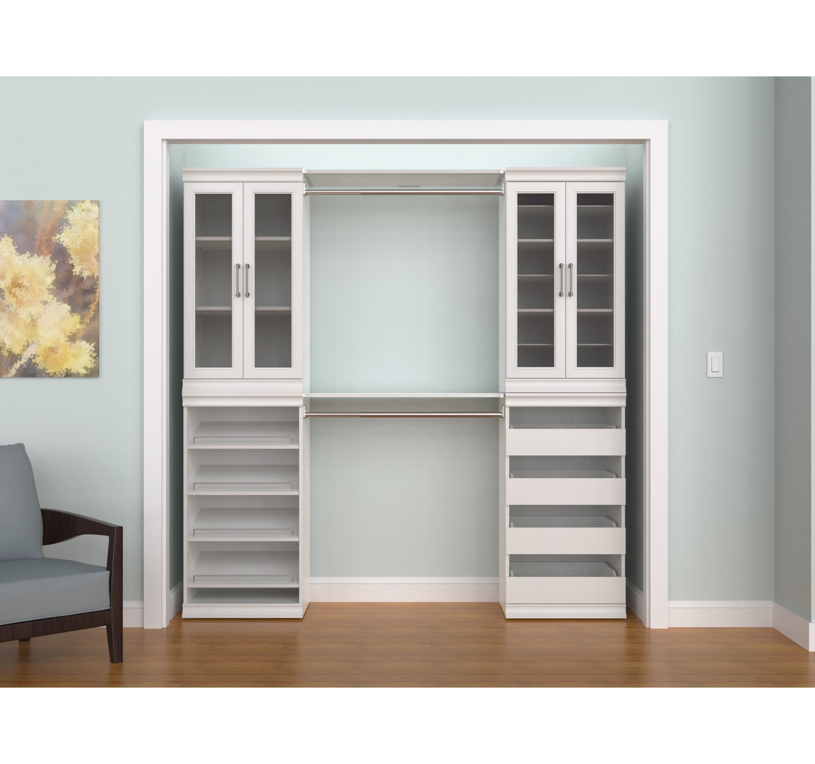 Modular Storage Closet System with Doors, White