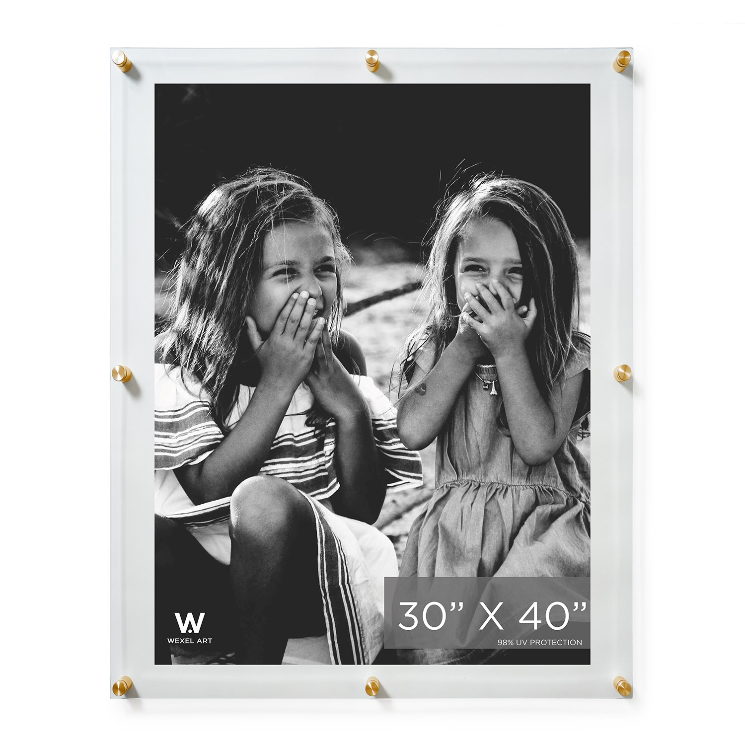 Acrylic Floating Picture Frame, Gold, 30" W x 40" H