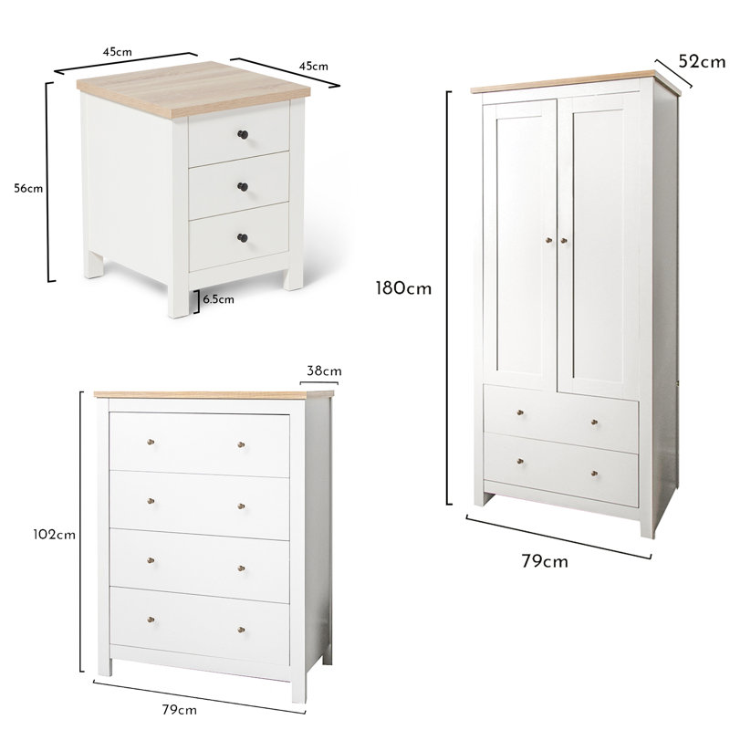 Maryhannah 2 Door Manufactured Wood Wardrobe, Alabaster White