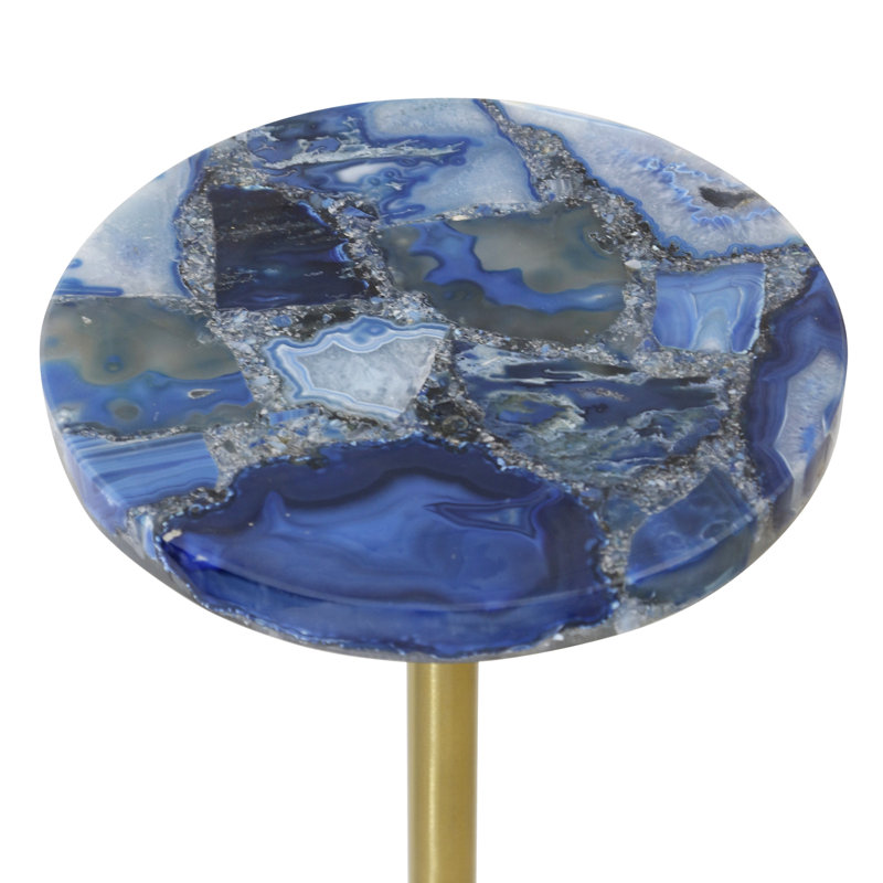 Table d'appoint Aurelia, Bleu, or et blanc