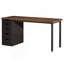 Bureau d'ordinateur 47 po avec 5 tiroirs et armoire réversible, bureau rustique brun et noir avec rangement, table d'écriture moderne pour petits espaces