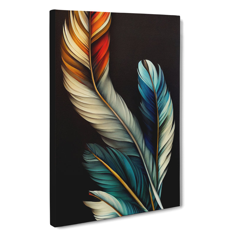 Pretty Feathers - Wall Art, 76cm H x 50cm W x 3cm D, Wrapped Canvas, No Matte