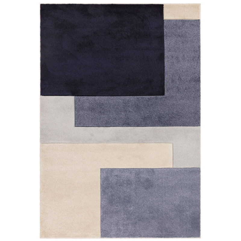 Chanpreet Stacks Cream/Blue Area Rug, Rectangle 200 x 290cm