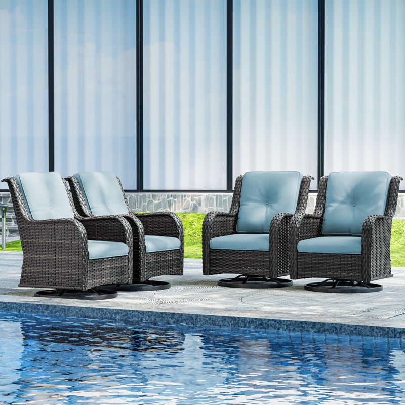 Ivandell Swivel Outdoor Lounge Chair, Sky Blue