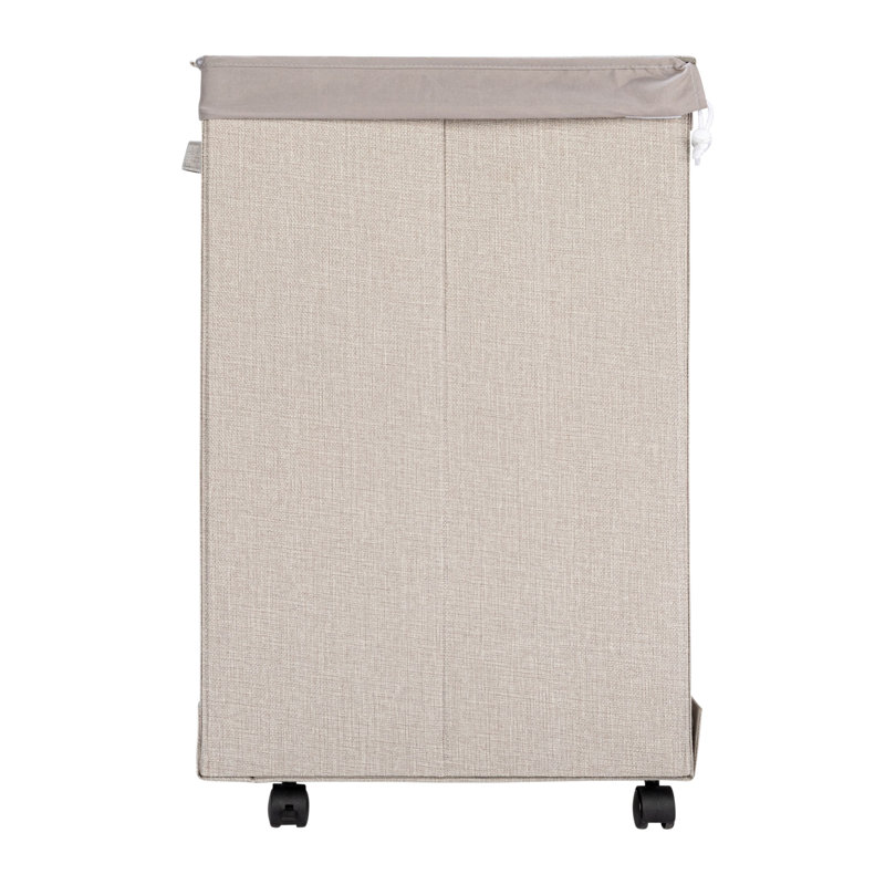 Silver Narrow Collapsible Laundry Hamper with Wheels and Lid