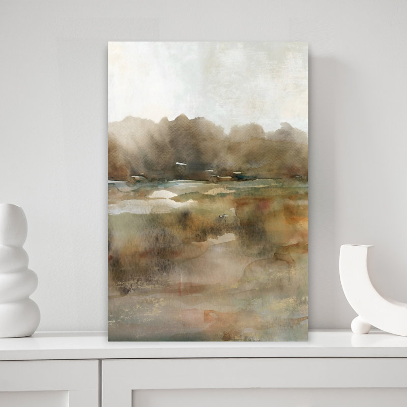 Art mural de paysage contemporain contemporain abstrait subtil, H 18 po x l 12 po