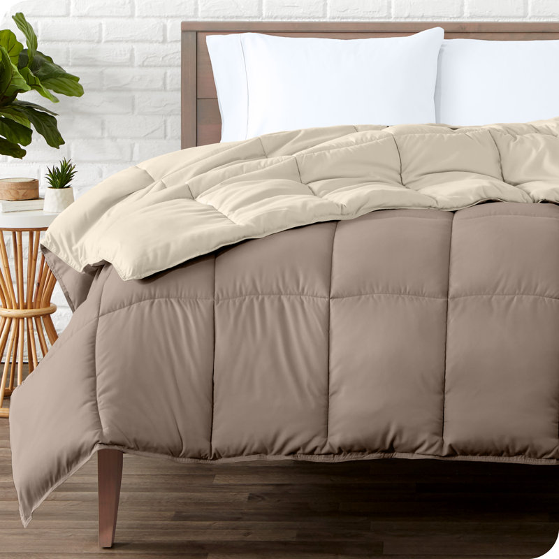 Taupe and Sand Reversible Microfiber Down Alternative Comforter Set