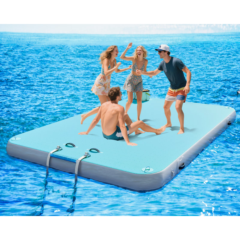 Quai flottant gonflable AMERLIFE, H 5,9 po x l 122,5 po x P 74 po, Bleu pâle/gris