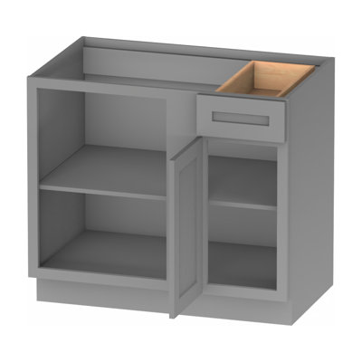 Kindwood Eco Shaker 39 W x 24 D x 34.5 H Ready-to-Assemble Plywood Blind Corner Base Cabinet in Gray