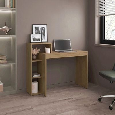 Bureau d'ordinateur, 3 tablettes, pin clair