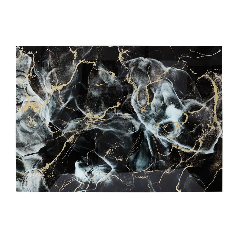 Cosentino abstrait, toile peinte à la main, bleu et noir, décoration murale contemporaine