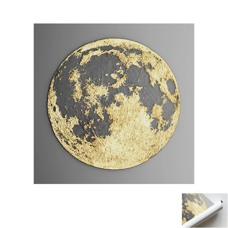 Moon Abstract 3D Wall Art - Large Modern Minimalist Canvas Print for Home Decor, 100 cm H x 100 cm W