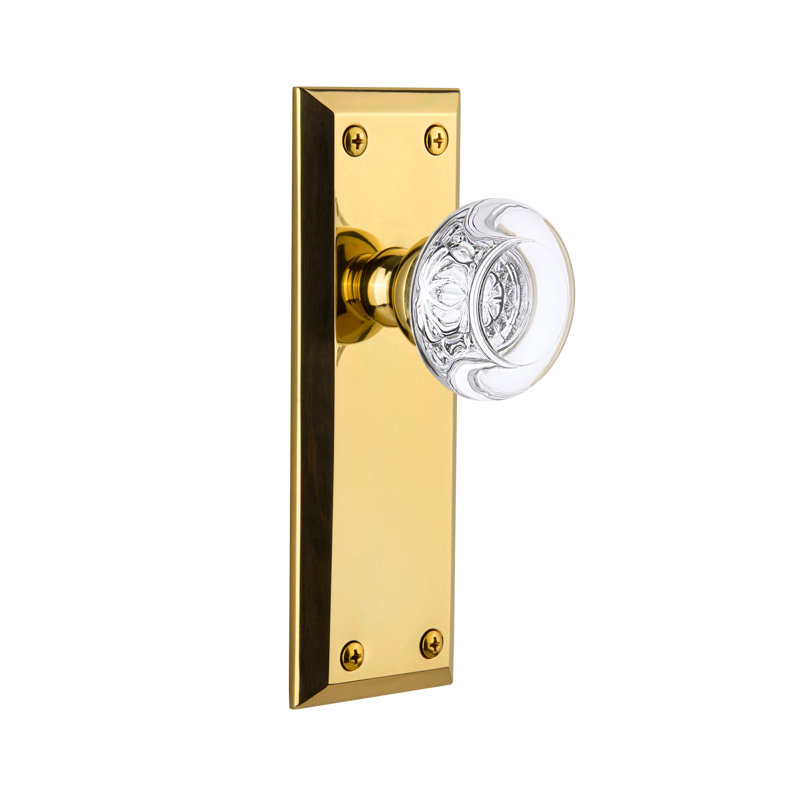 Grandeur Fifth Avenue assiette avec bouton de porte en cristal Bordeaux, 2-3/4", Laiton poli