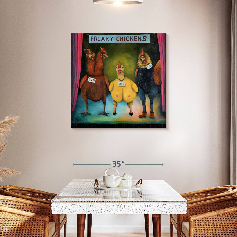 Crowle Freaky Chickens, 36" H x 36" W