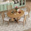 Table de salle à manger ronde pour 4 personnes avec chaises, ensemble de table de salle à manger extensible avec rallonge amovible de 16 po TREXM, ensemble de table de salle à manger rétro 5 pièces Design géométrique unique pour la cuisine et la sa-746870255-746870252