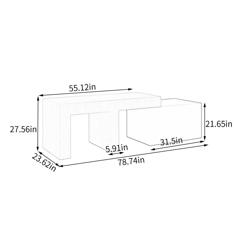 Table de présentation beige double couche, 27,56 po x 78,74 po x 23,62 po