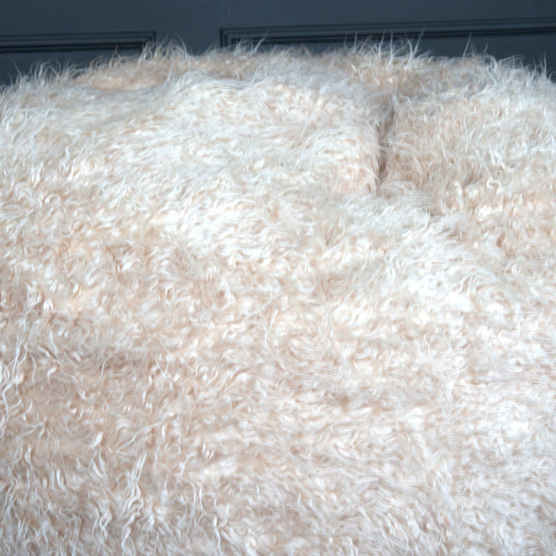 Pouf rond en fausse fourrure 5 pieds, Fausse fourrure taupe