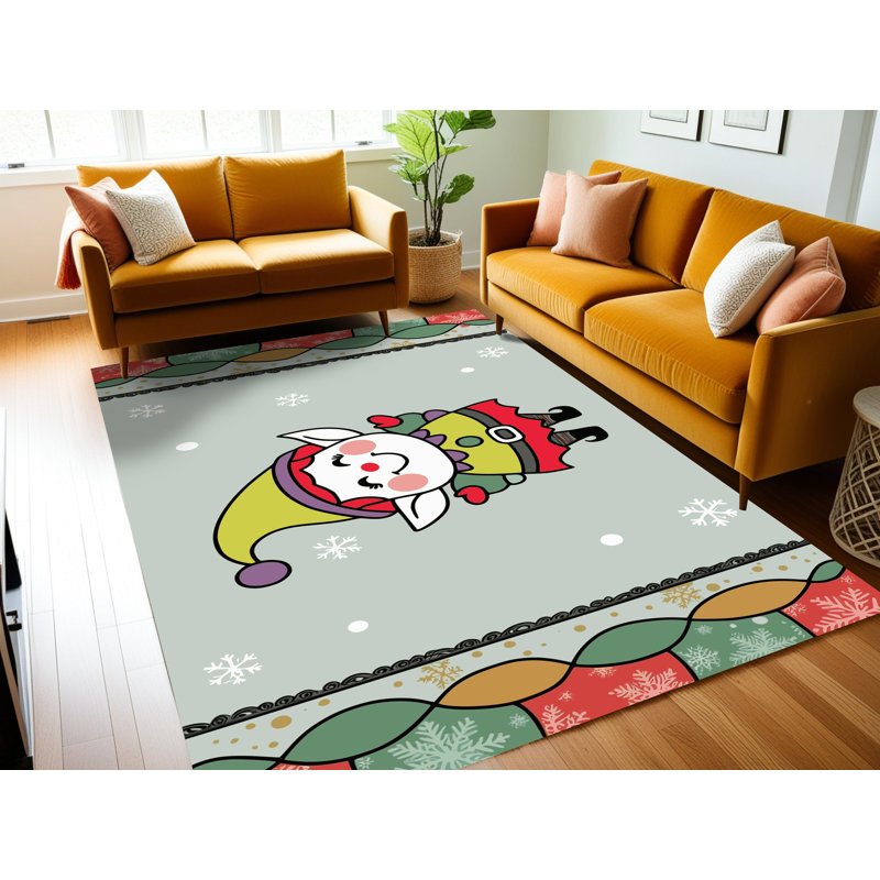 The Holiday Aisle® Washable Christmas Winter Holiday Rug, Rectangle 8' x 12'
