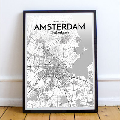 Amsterdam City Map - No Frame Print