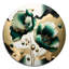 Or et vert coquelicot floral Euphoria I - coquelicots ronds, art mural en métal-88628848