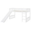 Lit mezzanine simple avec glissoire et échelle, blanc
