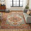 Serapi Heritage Hand-Knotted Wool Medallion Area Rug in Red-1384090946-1384091006