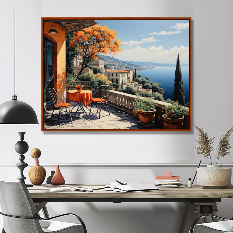 Marlye French French Bliss In Provence III - France, art mural encadré, H 24 po x l 32 po x P 1 po, Cadre flottant brun
