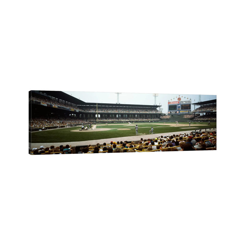 Spectators Watching A Baseball Match In A Stadium - Wrapped Canvas Panoramic Print, 30.48 cm H x 91.44 cm W x 1.91 cm D