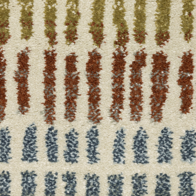 Tapis rayé ivoire / bleu Aizlee, Rectangle 6 pi 7 po x 9 pi 2 po