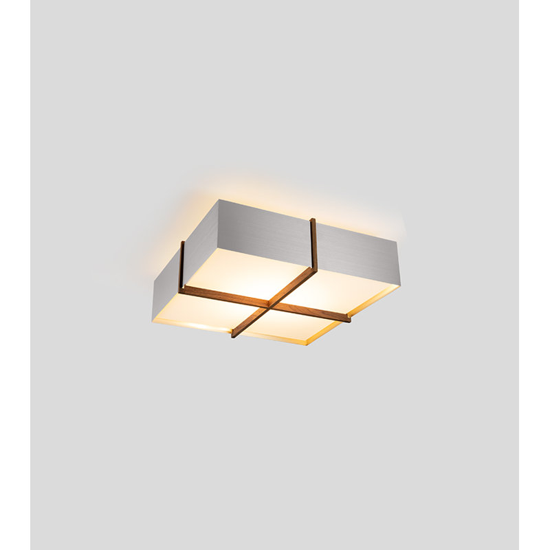 Plafonnier encastré à DEL Veram - 3500K, Aluminium brossé, Noyer, H 6,4 po x l 24 po x P 24 po