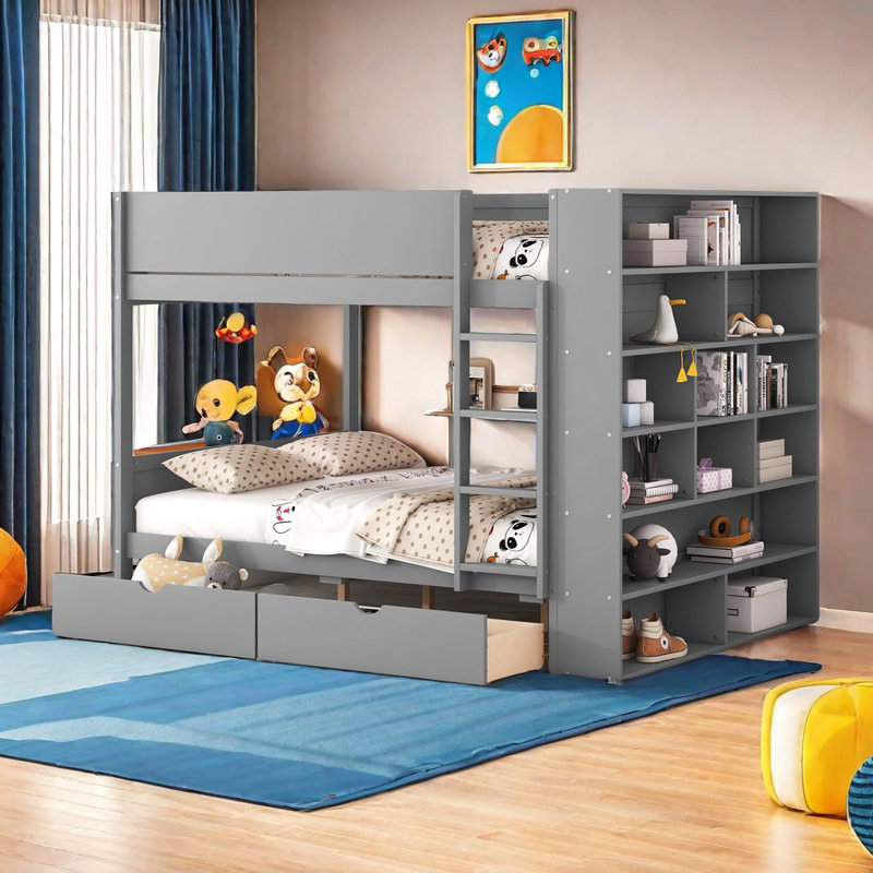 Lit superposé Kaihyan Kids, Gris, Double