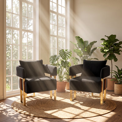 Ensemble de chaises d'appoint en velours doré l 25,99 po x P 24,41 po x H 26,77 po TS (ensemble de 2)