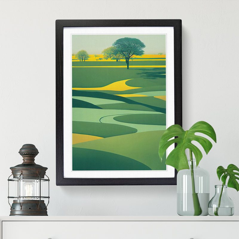 Spring Landscape Minimalism - Single Picture Frame Print, 46cm H x 34cm W x 2cm D, Black