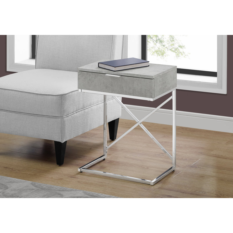 Wason End Table with Storage, Gray Stone, Silver