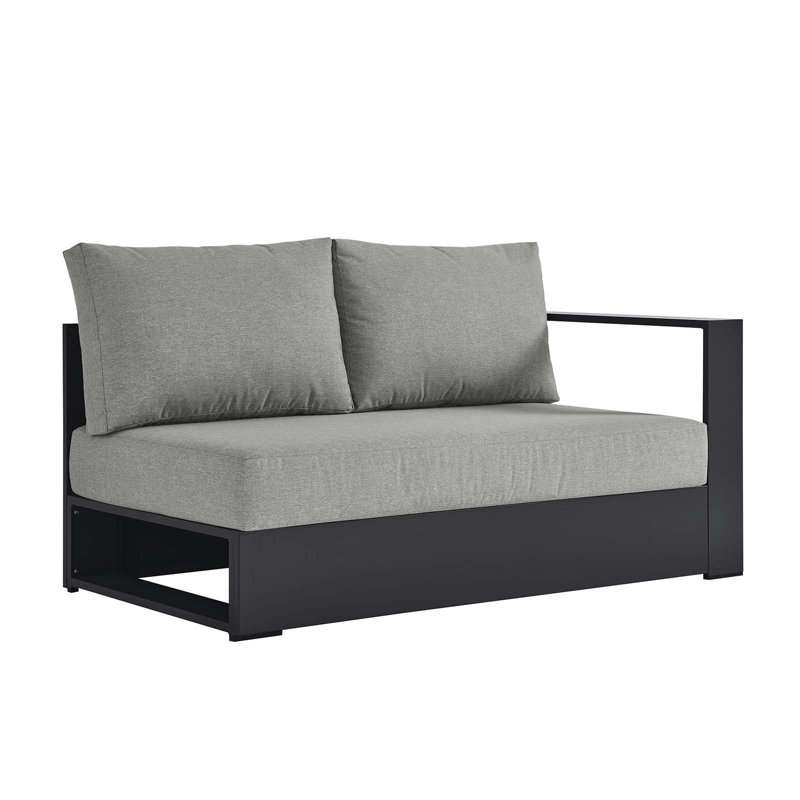 Modway Tahoe Outdoor Patio Powder-Coated Aluminum Modular Left-Facing Loveseat, Right Hand Facing, Gray