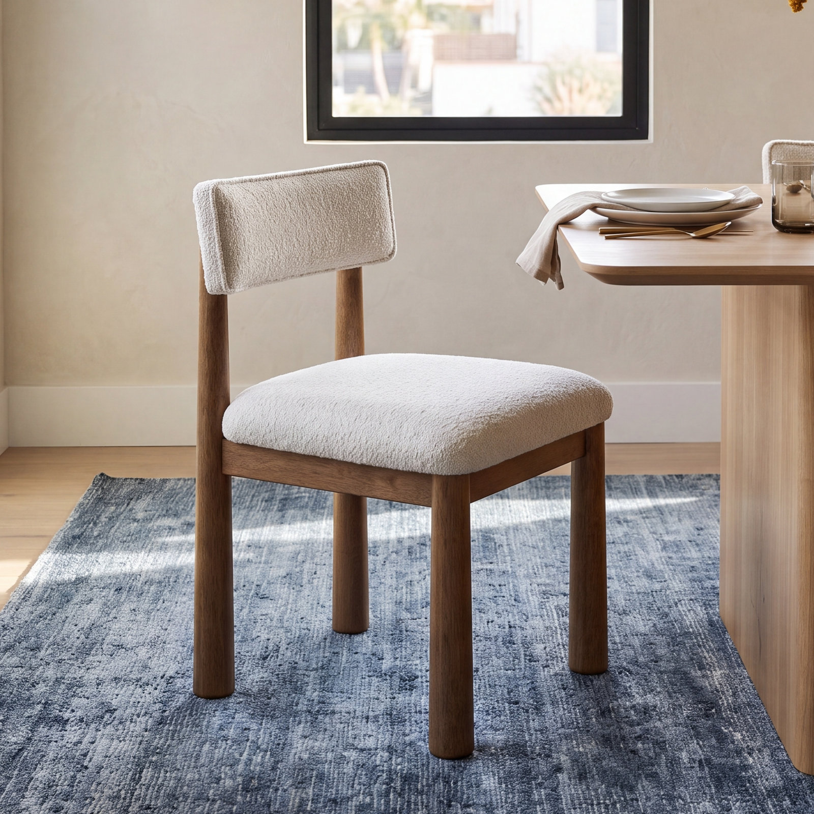 Mira Dining Chair, Cherry Frame/White Upholstery