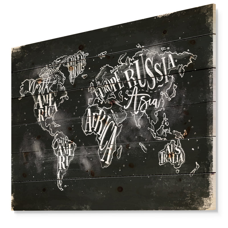 Carte du monde - impression sur toile, Bois, H 30 po x l 40 po x 1,5 po
