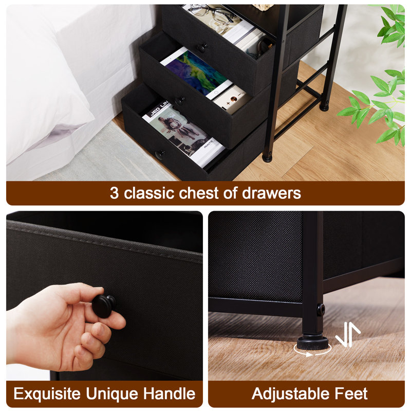 39cm W Metal Bedside Table