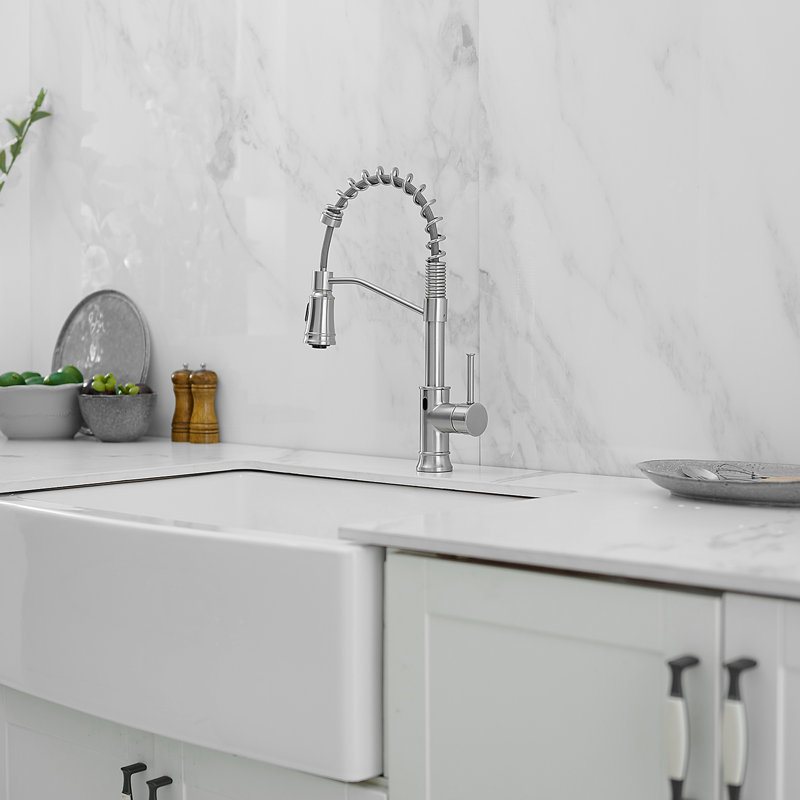 Robinet de cuisine sans contact - Mains automatique intelligent avec commodité nickel brossé, remplissage en céramique, laiton fait pour détecteur de mouvement à évier avec finition en nickel de style contemporain