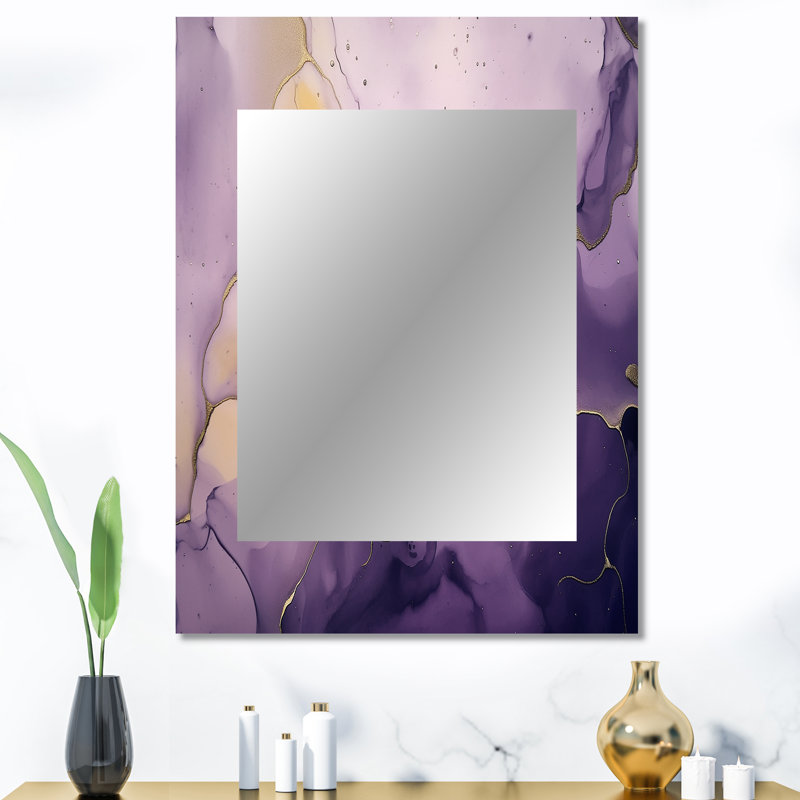 Miroir mural encre mauve et doré Leucade, 40 po x 30 po