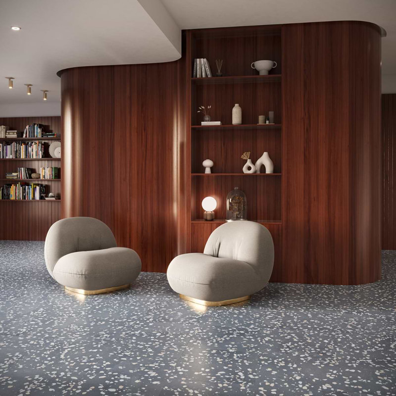 Terrazzo Italy Sacra 24x24 Honed Marble Tile, Dolce Grande Gray