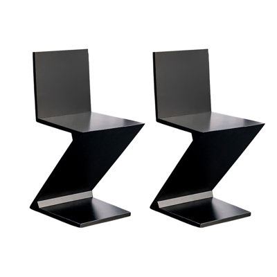 Modern Black Solid back side Chair(Set of 2)