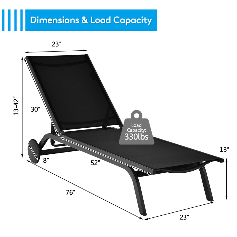 Chaise longue inclinable Ermalinda, Black