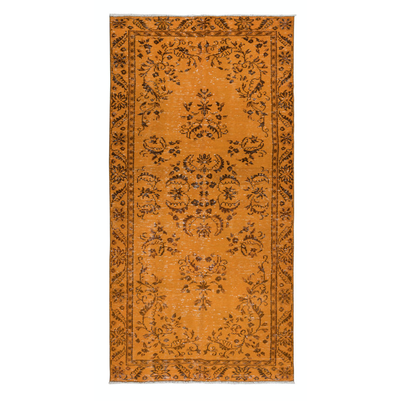 Tapis contemporain noué à la main 4,5 x 8,7 pi orange, Turquie