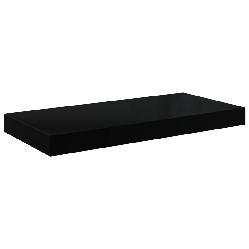 Wall Shelf  Wall Mounted Display Shelf for Photo Frame Set of 4, 1.5" H x 23.6" W x 9.3" D, High Gloss Black, 4