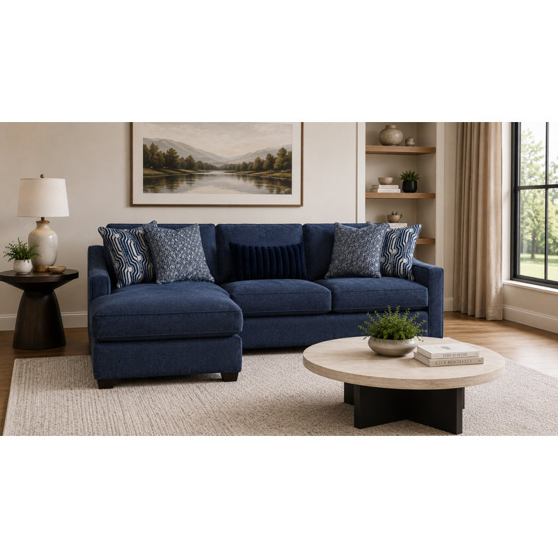Canapé modulaire réversible de 96 po Cherisse, Polyester bleu marine
