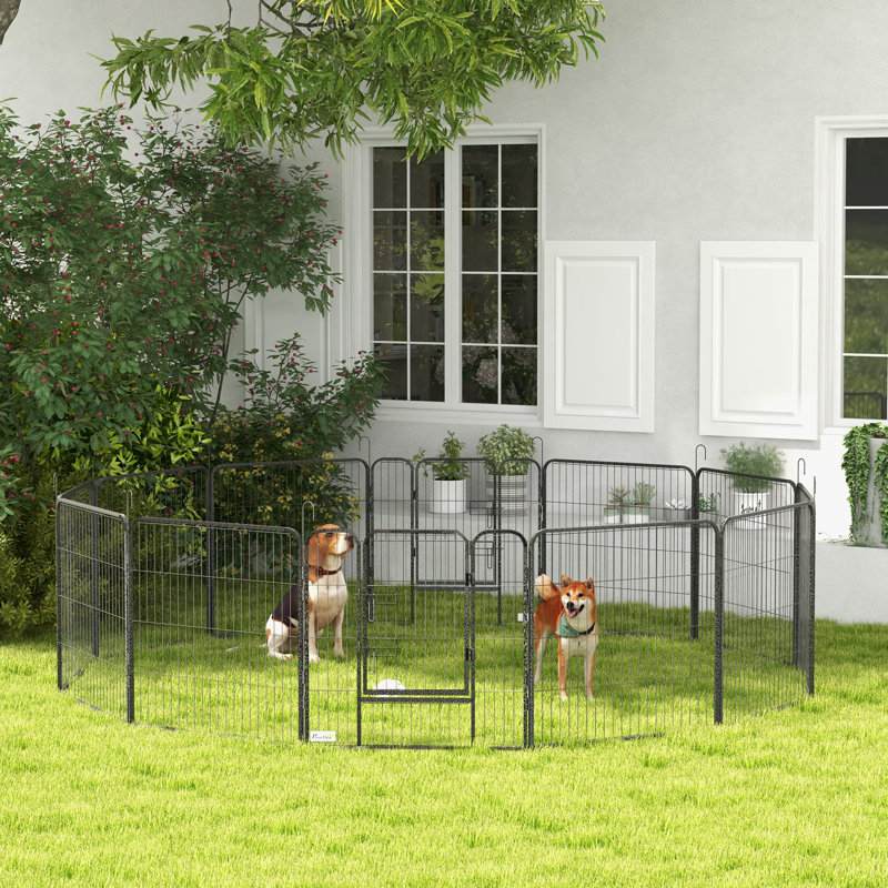 Panel Steel Pet Barrier With Door, 80cm H x 320cm W x 160 cm D