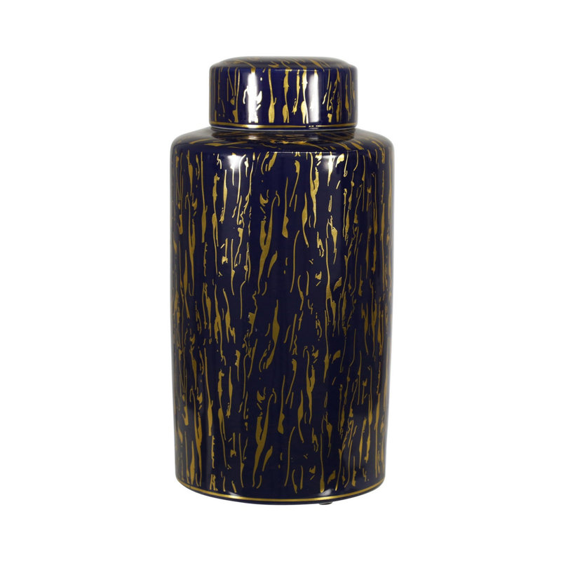 Avec fermeture de couvercle et motif de lignes abstraites, or, H 15,75 po x l 7,87 po x P 7,87 po